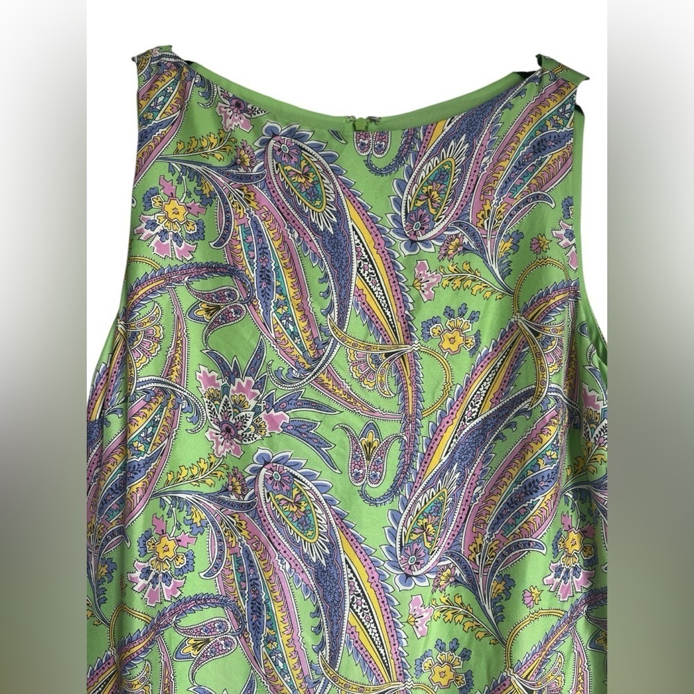 Lauren Ralph Lauren Silk Paisley Print Sleeveless Shift Dress Size 8 - Picture 2 of 6